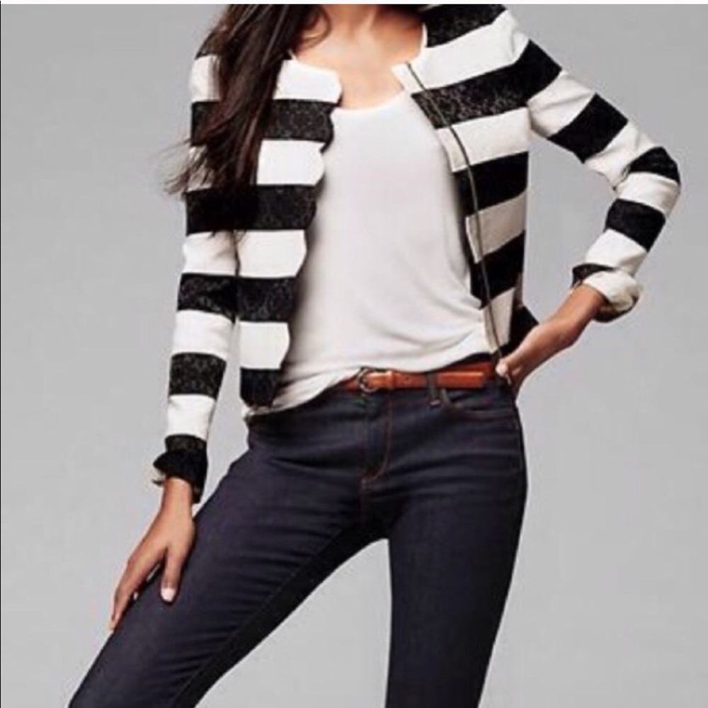 Banana Republic Black & White Stripe Blazer
